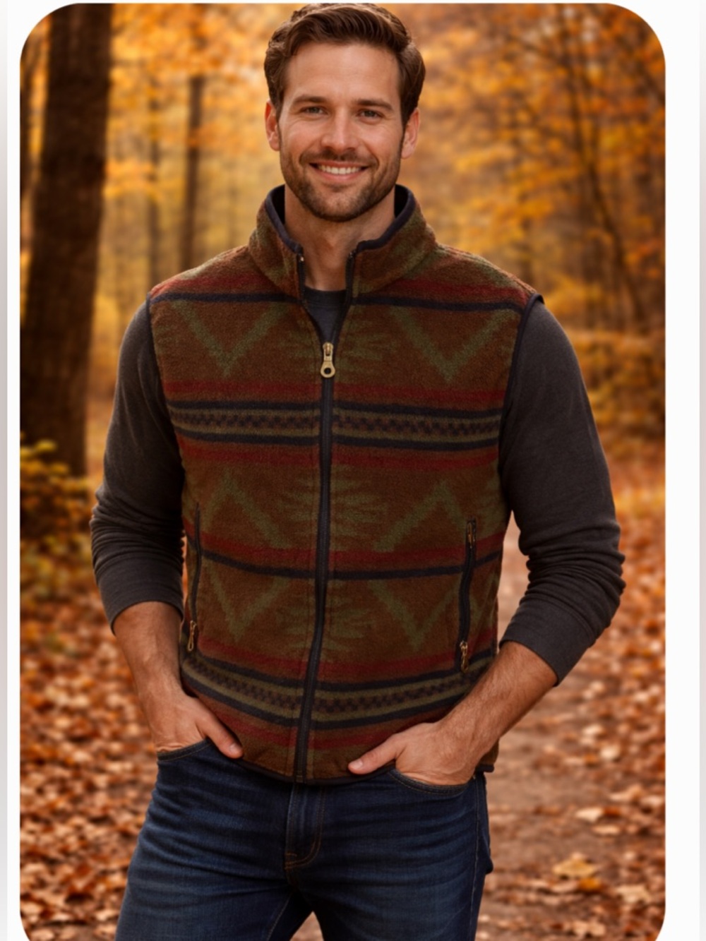 Men’s vintage 90’s Aztec print vest by Woolrich